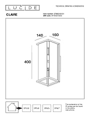 Уличный настенный светильник  Lucide Claire 27883/02/31 1