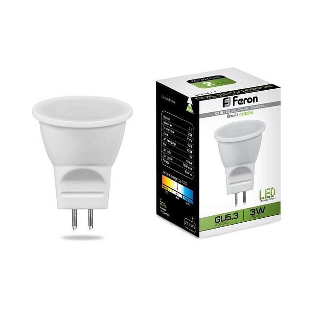 Лампа светодиодная Feron G5.3 3W 4000K матовая LB-271 25552 фото 