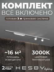 Накладная однофазная трековая система Hesby Lighting Skylite №14 со светильниками HSBL_kompl_S014_NI2W3K