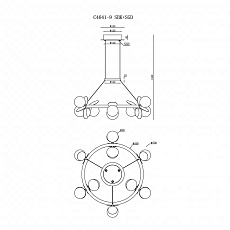 Подвесная светодиодная люстра iLedex Savage C4641-9 MBK+SGD 1