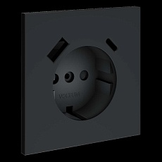 Накладка для розетки с заземлением и защитными шторками с USB A+C S70 (графит) Voltum VLS001007