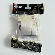 Выключатель трехклавишный Stekker Катрин GLS10-7108-03 серебро 49173 1