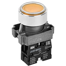 Кнопка управления LA167-BAF51 d=22мм 1з желтая IEK BBT20-BAF51-1-22-67-K05