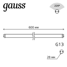 Лампа cветодиодная Gauss G13 10W 6500K матовая 1930302 2
