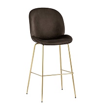 Барный стул Stool Group Турин со спинкой велюр коричневый золотые ножки 8329C VELVET BROWN