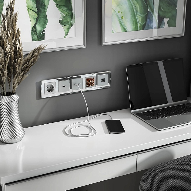 Розетка с заземлением Werkel серебряный W1171006 4690389156410 изображение 3 Розетка с заземлением Werkel серебряный W1171006 4690389156410 Фото № 3