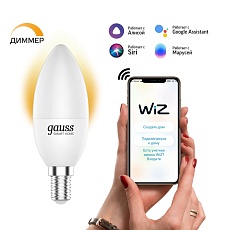 Лампа светодиодная диммируемая Gauss Smart Home E14 5W 2700K матовая 1100112