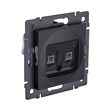 Розетка двойная Ethernet RJ45 Cat.6, черный матовый Kollinger REA-019BM для Aspekt, Eleganz, Reflex 1