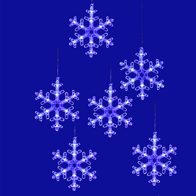 Светодиодная гирлянда Uniel занавес Снежинки-1 220V синий ULD-E1503-072/DTA Blue IP20 Snowflakes-3 UL-00007336 Фото № 4