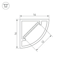 Профиль Arlight WPH-KANT-H16-2000 OPAL 023166 2