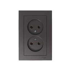 Розетка двойная 2К Systeme Electric AtlasDesign 16A 250V мокко ATN000620