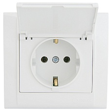 Розетка Makel с/з и крышкой СП Defne 16А IP20 бел. 42001009