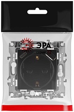 Розетка ЭРА Серия 12 12-4108-06 2P+E 16A-250В со шторками с USB type-A+C 5В-3А чёрный Б0067746 2