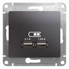Розетка 2хUSB Systeme Electric Glossa Type A+A графит GSL001333