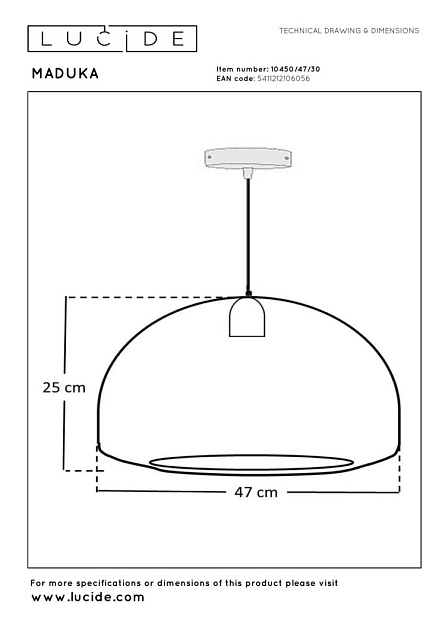 Подвесной светильник Lucide MADUKA 10450/47/30 изображение 1 Подвесной светильник Lucide MADUKA 10450/47/30 Фото № 1
