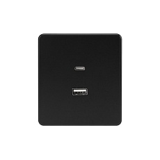 Розетка ROUND USB-A+Type-C 3А с функцией быстрой зарядки оникс KRANZ KR-78-0734-3