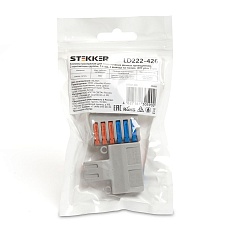 Клемма монтажная д/ подкл. фазн. проводников Stekker, LD222-426, 2 контактные группы, 1ввод,3вывода на полюс (DIY упак 2 шт) 39489