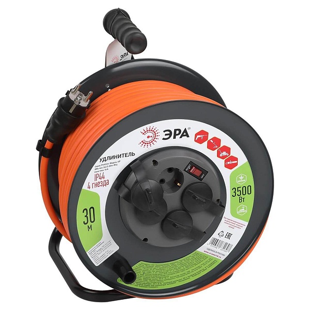 Удлинитель силовой ЭРА 4гн 30м с/з RMx-4es-3x2.5-30m-IP44 Б0052920 изображение 1 Удлинитель силовой ЭРА 4гн 30м с/з RMx-4es-3x2.5-30m-IP44 Б0052920 Фото № 1