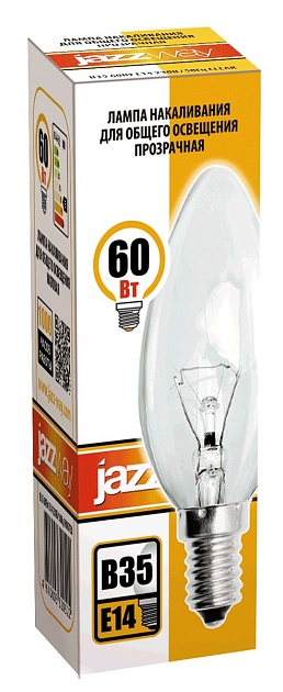Лампа накаливания Jazzway E14 60W 2700K прозрачная 3320553 фото 2