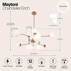 Подвесная люстра Maytoni Erich MOD221-PL-12-G 1