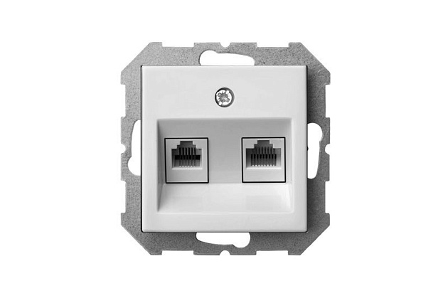Розетка RJ45/RJ11 Liregus Epsilon белый 28-034 изображение 2 Розетка RJ45/RJ11 Liregus Epsilon белый 28-034 Фото № 2