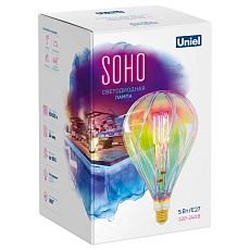 Лампа светодиодная филаментная Uniel E27 5W 2250K LED-SF31-5W/SOHO/E27/CW RAINBOW GLS77RB UL-00005917 1