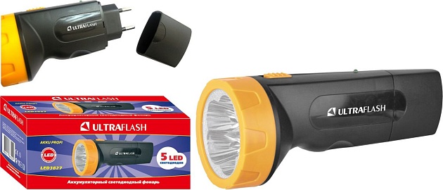 Рабочий светодиодный фонарь Ultraflash Accu Profi аккумуляторный 130х60 18 лм LED3827  11241 фото 5