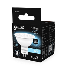 Лампа светодиодная Gauss GU5.3 5W 4100K матовая 201505205 2