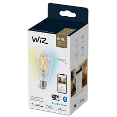 Лампа светодиодная филаментная диммируемая WiZ E27 7W 2700-6500K прозрачная Wi-Fi BLE60WST64E27927-65CL1PF/6 929003018601 2