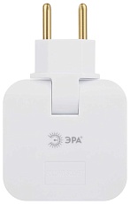 Разветвитель электрический ЭРА SPF-2-FL-USB поворотный на 2 розетки + 2USB 10А белый Б0069089 4