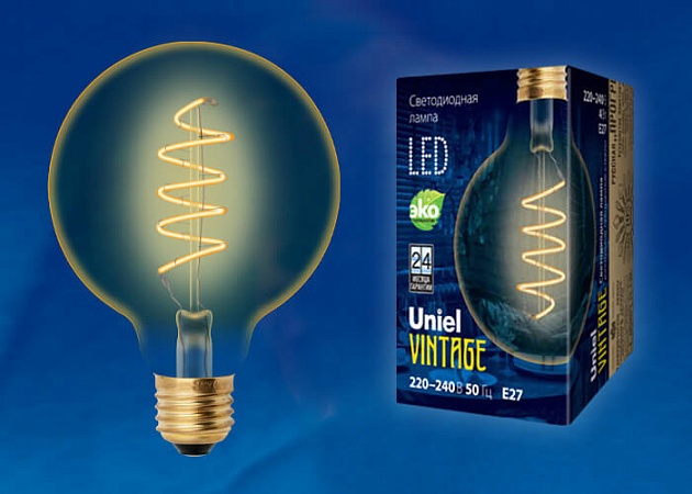 Лампа светодиодная филаментная Uniel E27 4W 2250K прозрачная LED-G95-4W/GOLDEN/E27/CW GLV21GO UL-00001818 фото 2