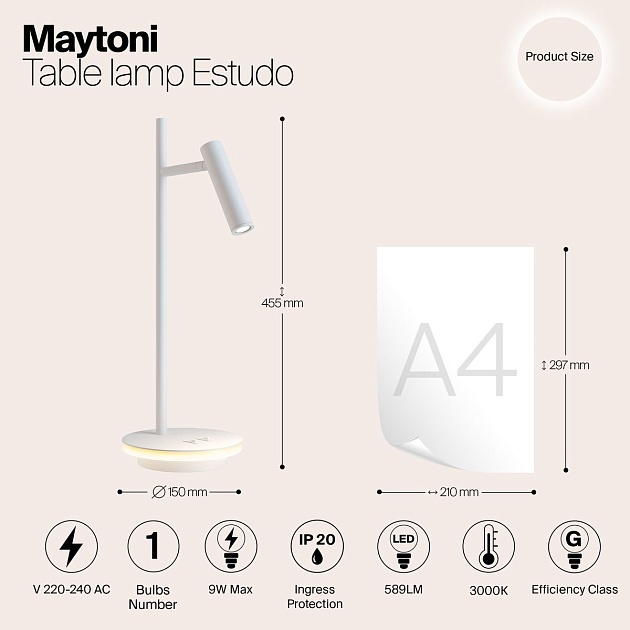 Настольная лампа Maytoni Estudo Z010TL-L8W3K изображение 2 Настольная лампа Maytoni Estudo Z010TL-L8W3K Фото № 2