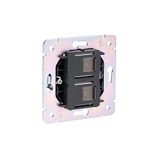 Розетка ROUND компьютерная двойная RJ45+RJ45 кат6 с/у титан KRANZ KR-78-0725-2 2