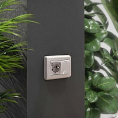 Розетка двойная влагозащищенная с заземлением с защитной крышкой и шторками Werkel перламутровый рифленый W1172213 4690389178122 1