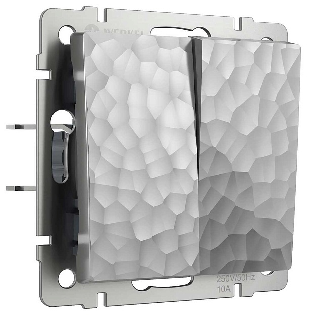 Выключатель Werkel Hammer двухклавишный проходной серебряный W1222006 4690389162404 изображение 1 Выключатель Werkel Hammer двухклавишный проходной серебряный W1222006 4690389162404 Фото № 1