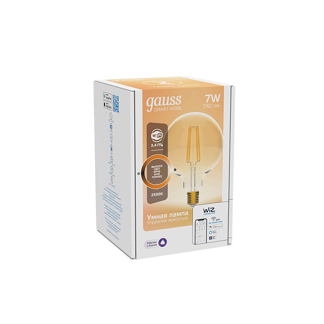 Лампа светодиодная диммируемая филаментная Gauss Smart Home Filament E27 7W 2500K золотистая 1320112 фото 5