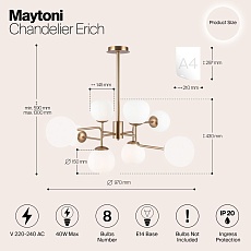 Подвесная люстра Maytoni Erich MOD221-PL-08-G 1