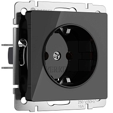 Розетка Werkel с заземлением и шторками черный акрил W1171148 4690389197710