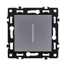 Выключатель 1-клавишный проходной 10А/250В с LED подсветкой, серый Kollinger Asthetik AS-008GY