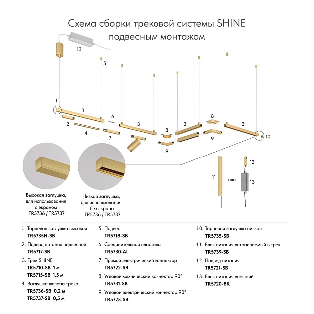 Соединитель для шинопровода Denkirs Shine Base TR5730-AL Фото № 2