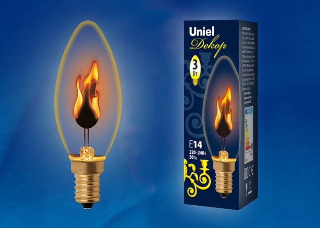Лампа накаливания Uniel E14 3W золотистая IL-N-C35-3/RED-FLAME/E14/CL UL-00002981 фото 2