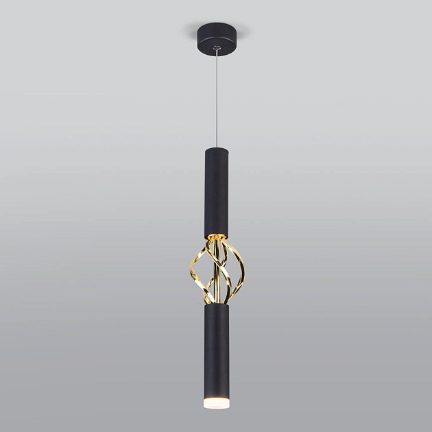 Подвесной светодиодный светильник Eurosvet Lance 50191/1 LED черный/золото фото 