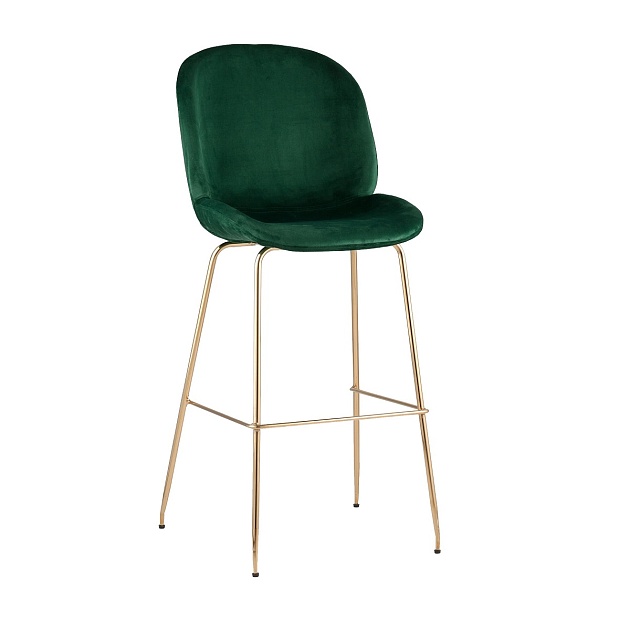 Барный стул Stool Group Турин со спинкой бархат изумрудный золотые ножки 8329C GREEN Фото № 1