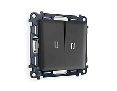 Комплект механизма 2-кл проходного выключателя AMBRELLA VOLT с подсветкой 5600K ALFA Графит мягкое касание QUANT (AP9040, VM120, G25W) MA904035