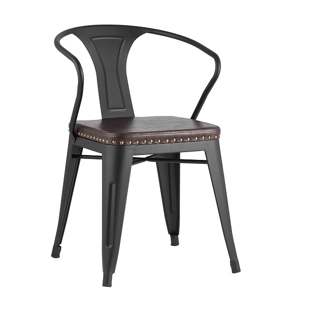 Барный стул Tolix Arms Soft с подлокотниками черный матовый LF718H MATTE BLACK 3474+PU7005 фото 