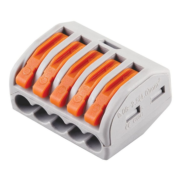 Клемма строительно-монтажная 5-проводная Stekker, LD222-415 32398 изображение 3 Клемма строительно-монтажная 5-проводная Stekker, LD222-415 32398 Фото № 3