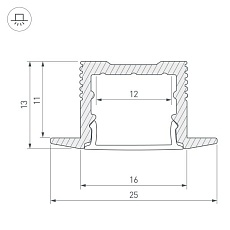 Профиль встраиваемый Arlight SL-Slim-H13M-F25-3000 Anod 036040 1