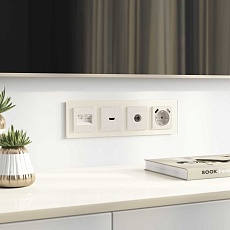 Накладка Werkel для двойной розетки Еthernet RJ-45 перламутровый рифленый W1191113 4690389161124 1