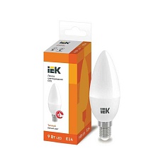 Лампа светодиодная IEK E14 9W 3000K матовая LLE-C35-9-230-30-E14