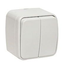 Минск Выключатель 2-клавишный ОП 10А белый EKF Basic EGV10-023-10